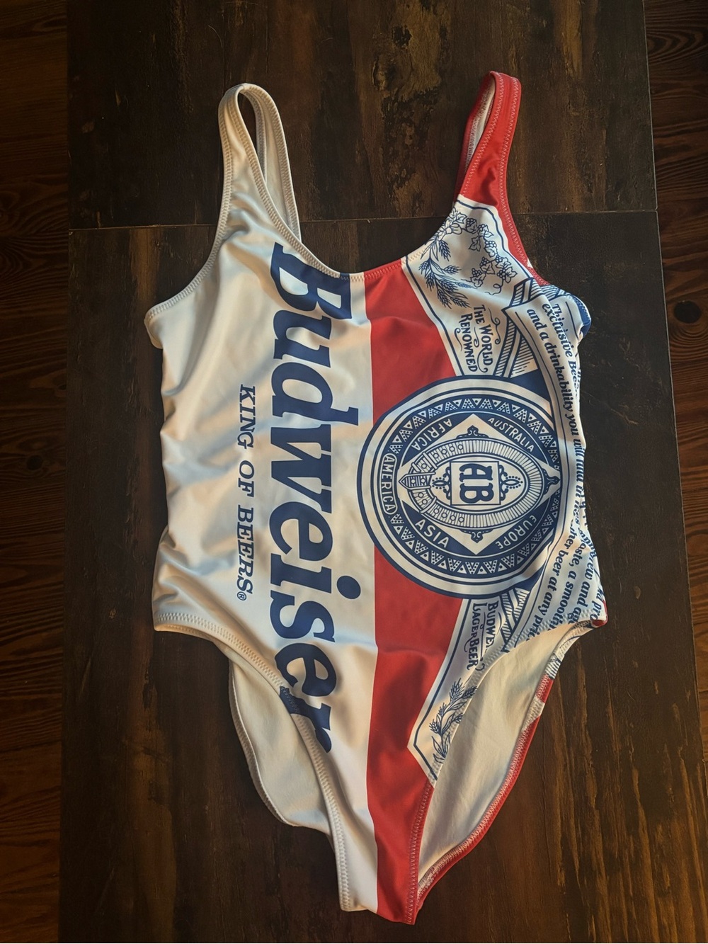Shinesty Budweiser Red, White & Blue One-Piece Swimsuit America USA Size L